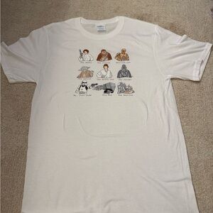 Star Wars White Graphic T-Shirt with Characters